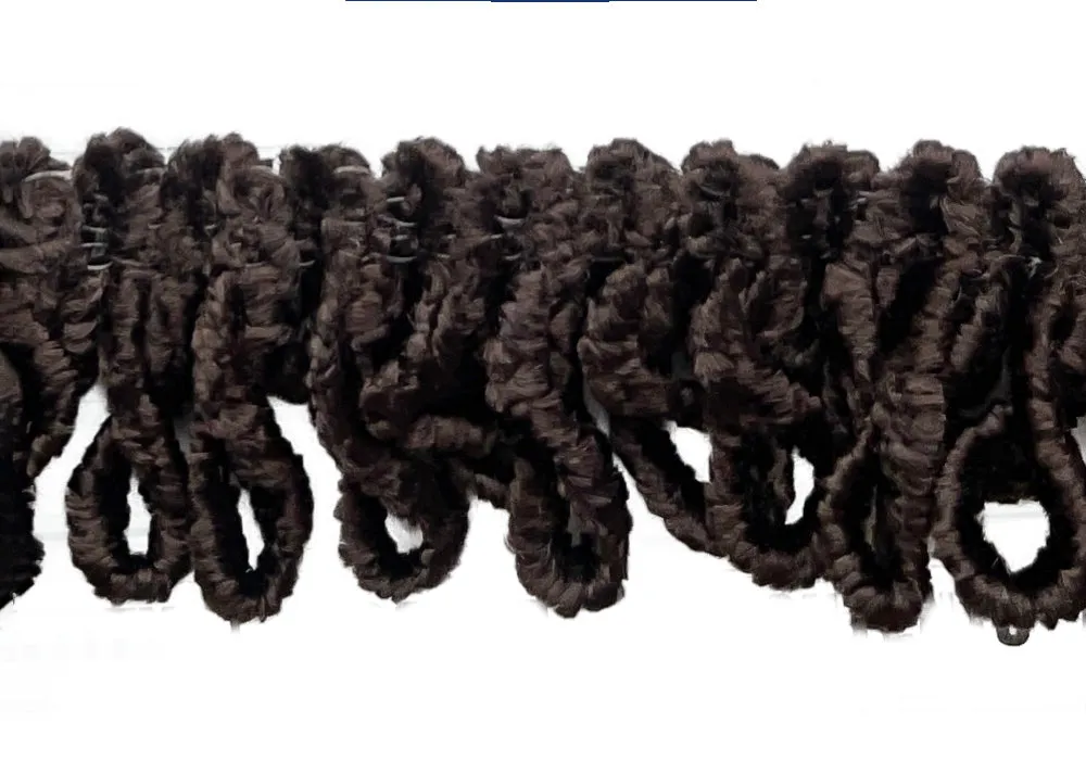 1 1/4" Dark Mocha Fringed Chenille Trim (Made in USA)