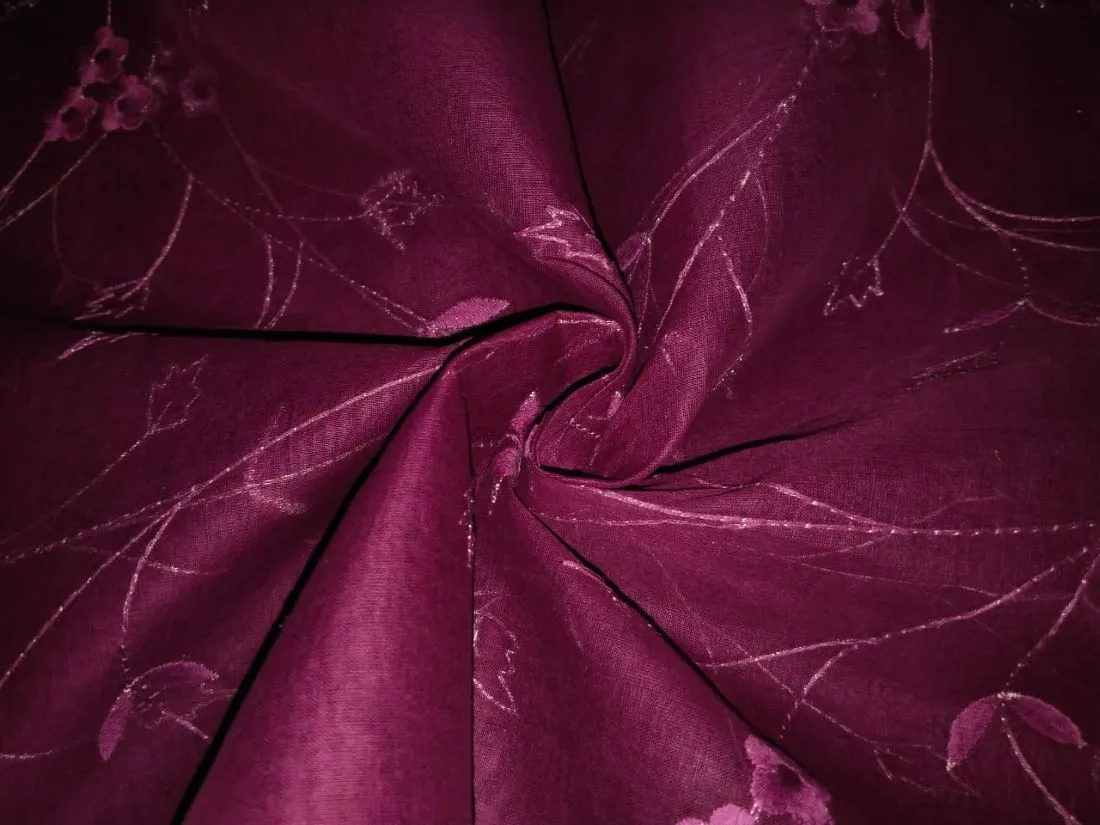 100% Cotton organdy fabric embroidered 44" wide available in [navy blue embroidery four corners and motifs wine green royal blue purple burgandy aubergine][15552-15558]