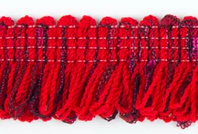 1" Red & Black Fringed Trim