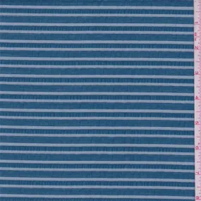 2 3/8 YD PC-Peacock Blue Satin Stripe Organza Fabric