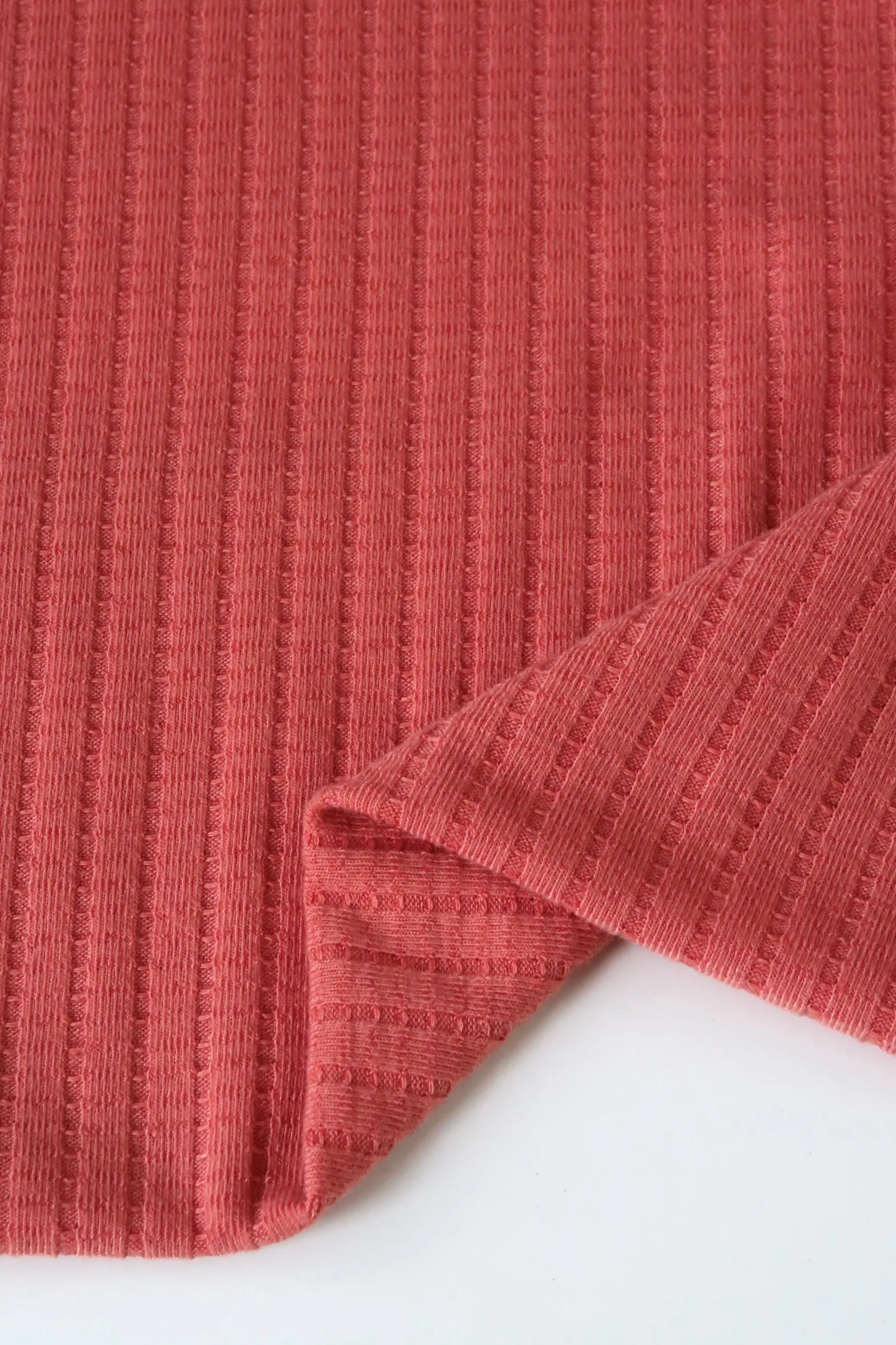 2YD 2IN REMNANT; Pink Clay Nepal Rib Knit