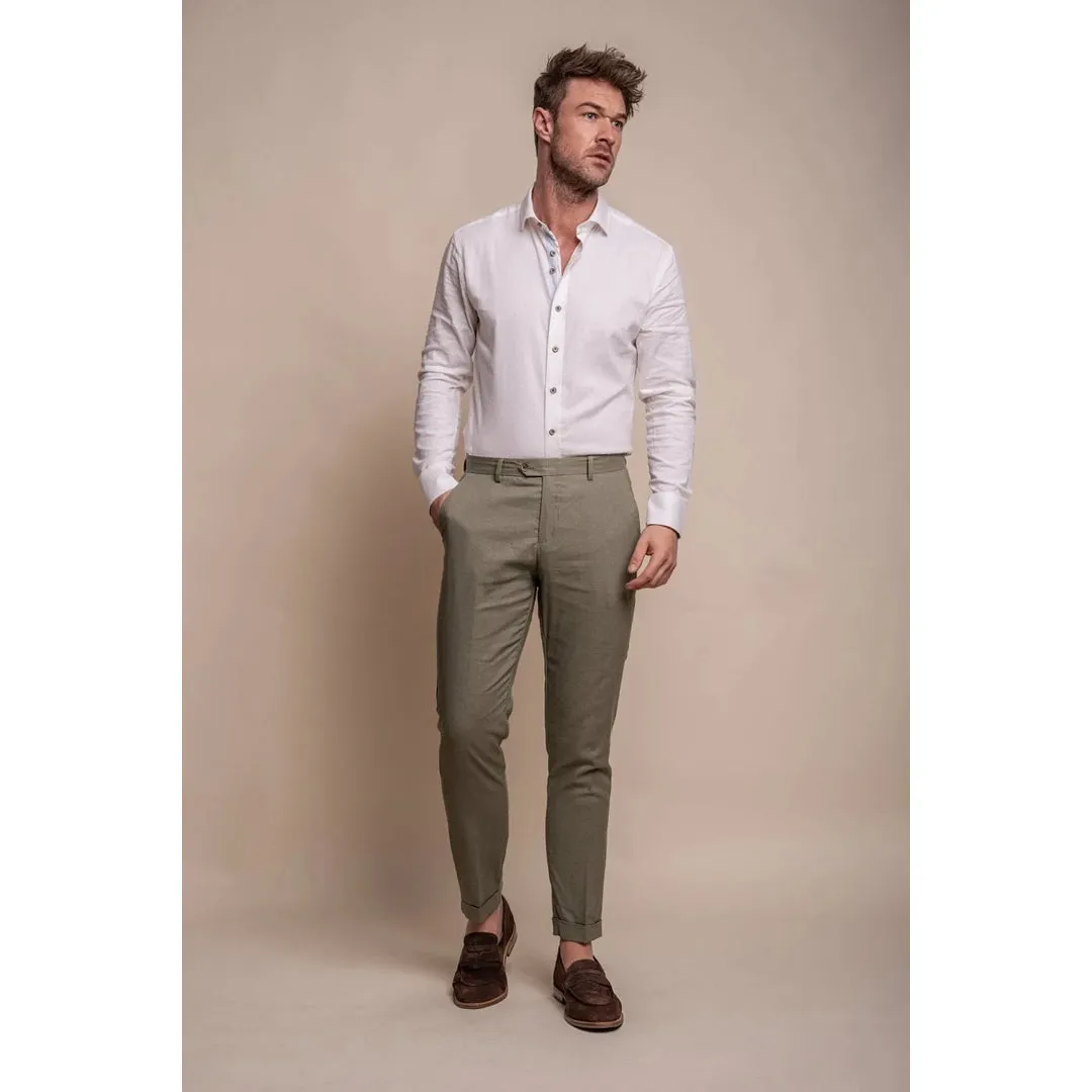 Alvari - Men's Sage Linen Summer Trousers