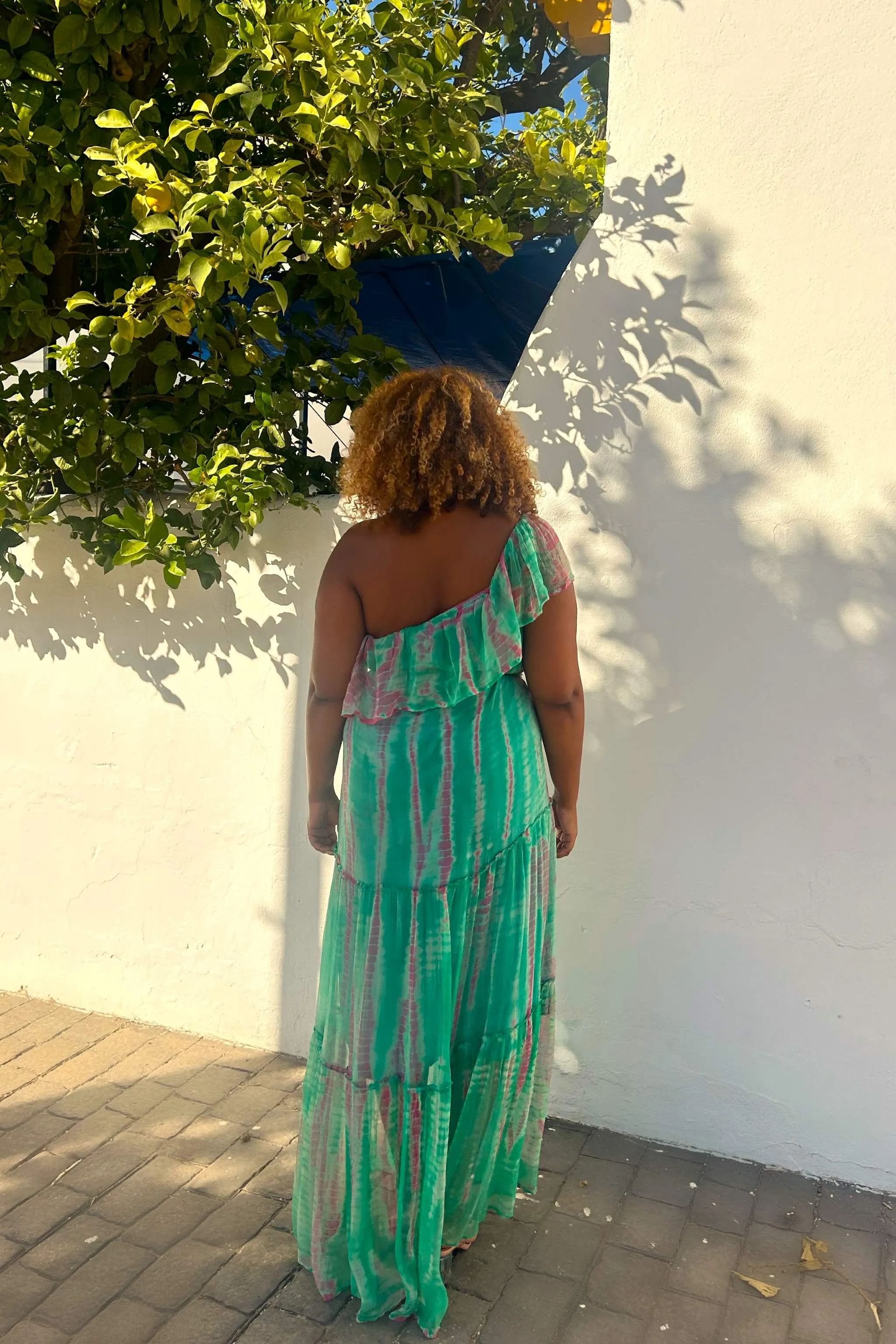 Aqua Plus Size Silk Maxi Dress For Summer