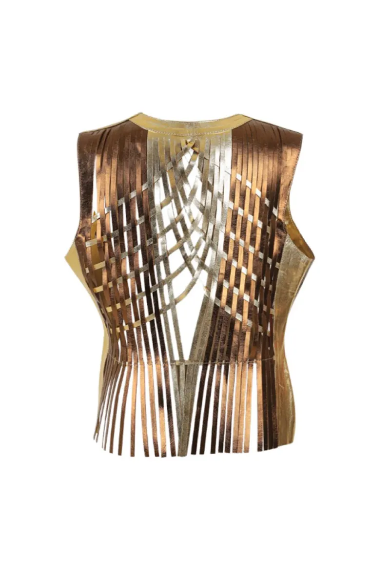 ATTALEA LEATHER VEST IN COPPER