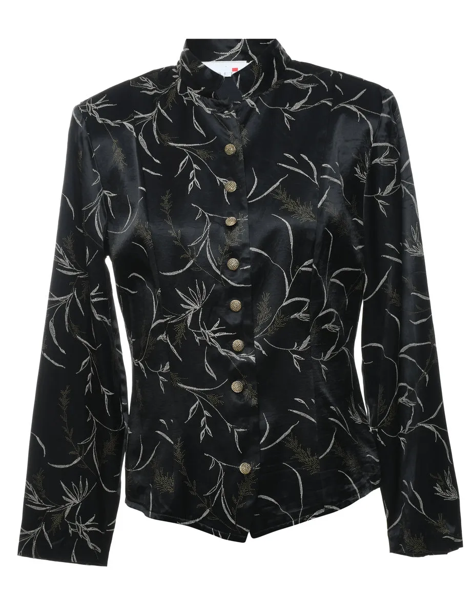 Black & Silver Floral Sparkly Evening Jacket - M