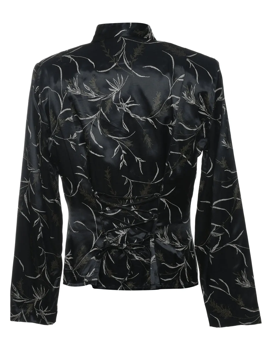 Black & Silver Floral Sparkly Evening Jacket - M