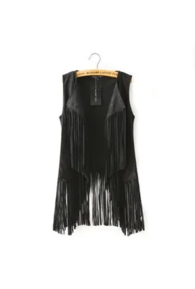 Black Fringed Hippie Vest