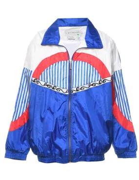 Black, White & Red Patterned Nylon Jacket - L