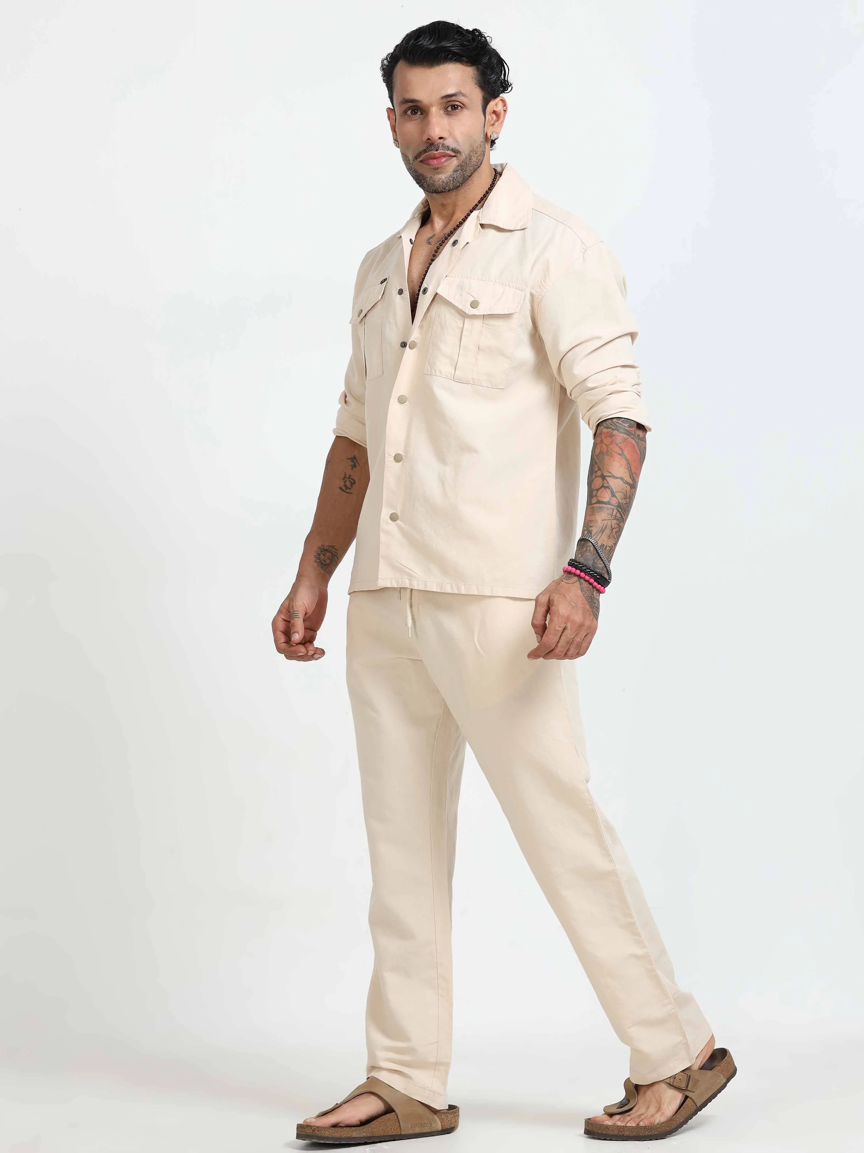 BreezeFlex Linen Trouser In Cream