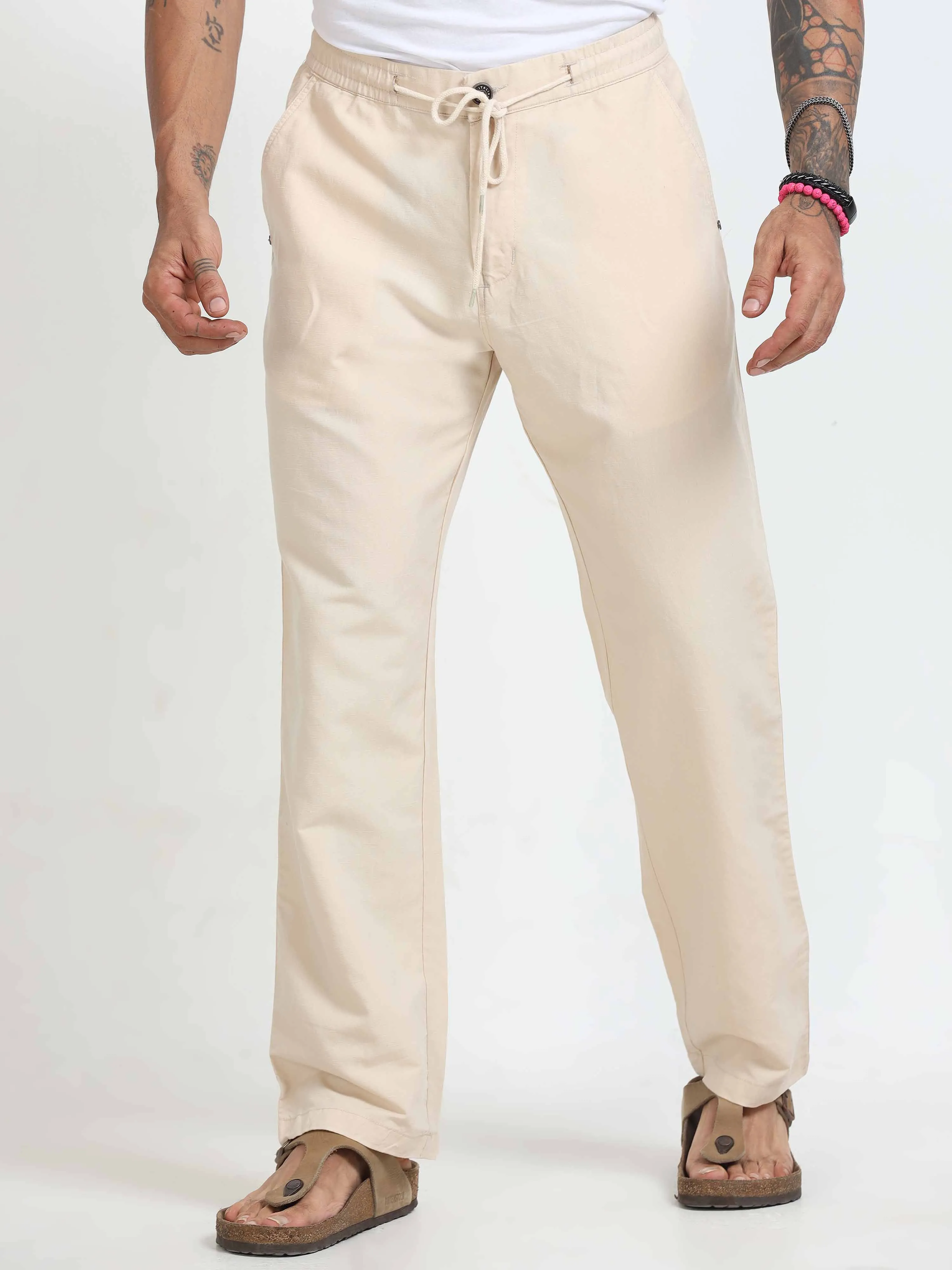 BreezeFlex Linen Trouser In Cream