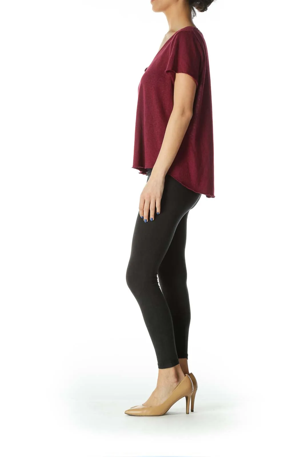 Burgundy Short Sleeve Knit Shirt