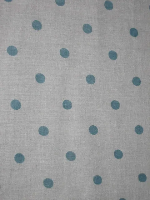 Cotton organdy printed fabric White with Blue Dots 44 inches