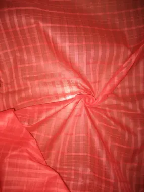 Craving Coral color Cotton Organdy Plaids~Width 44&quot;