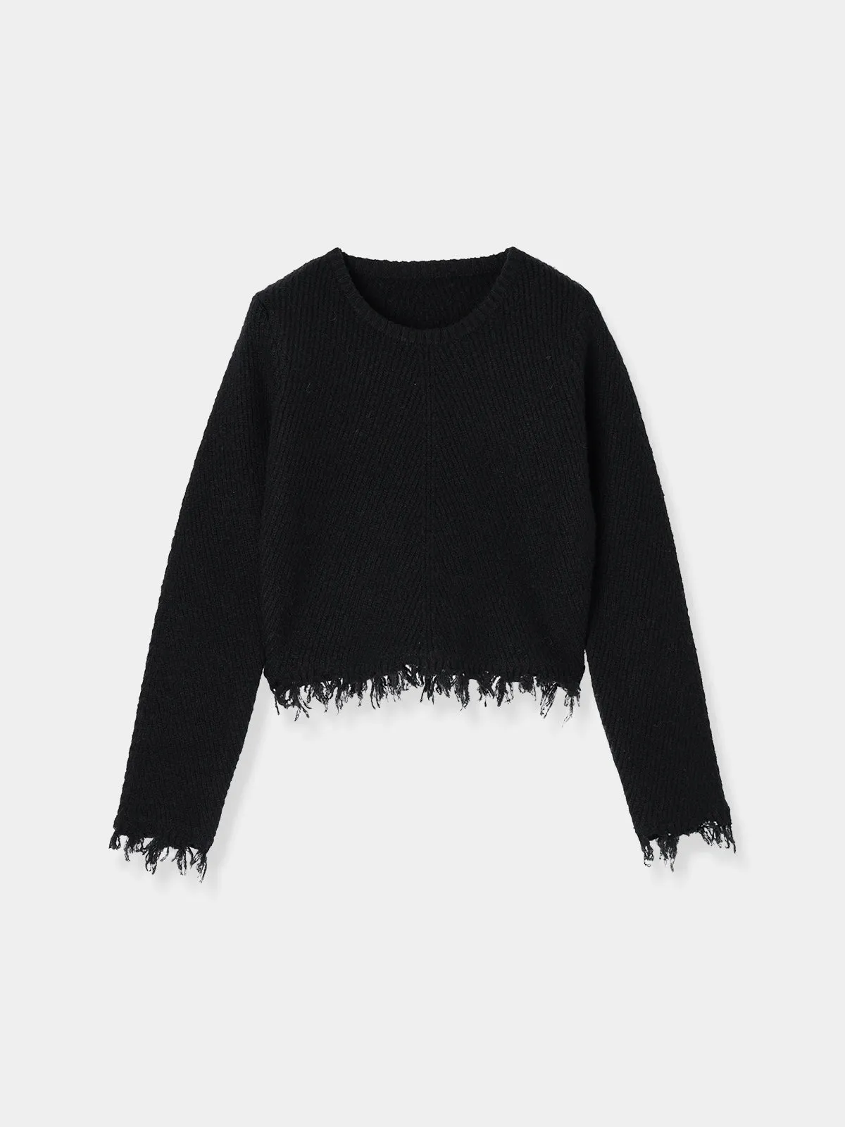 Cropped Damage Knit tops