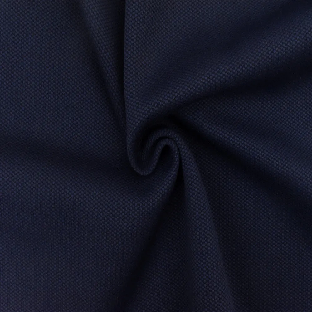 Deep Navy-Black Dobby-Like Stretch Polyester Double Knit Fabric