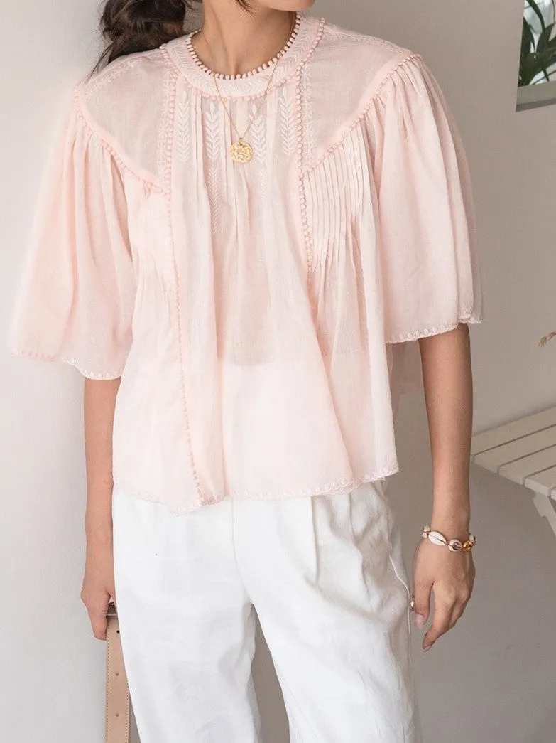 EMBROIDERED COTTON BLOUSE