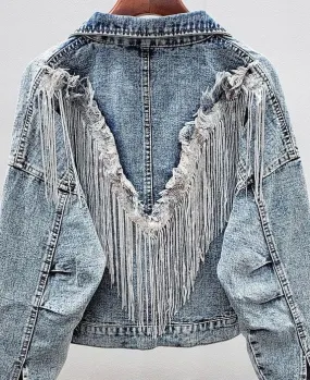 Explore More Collection - Fringed Denim Jacket