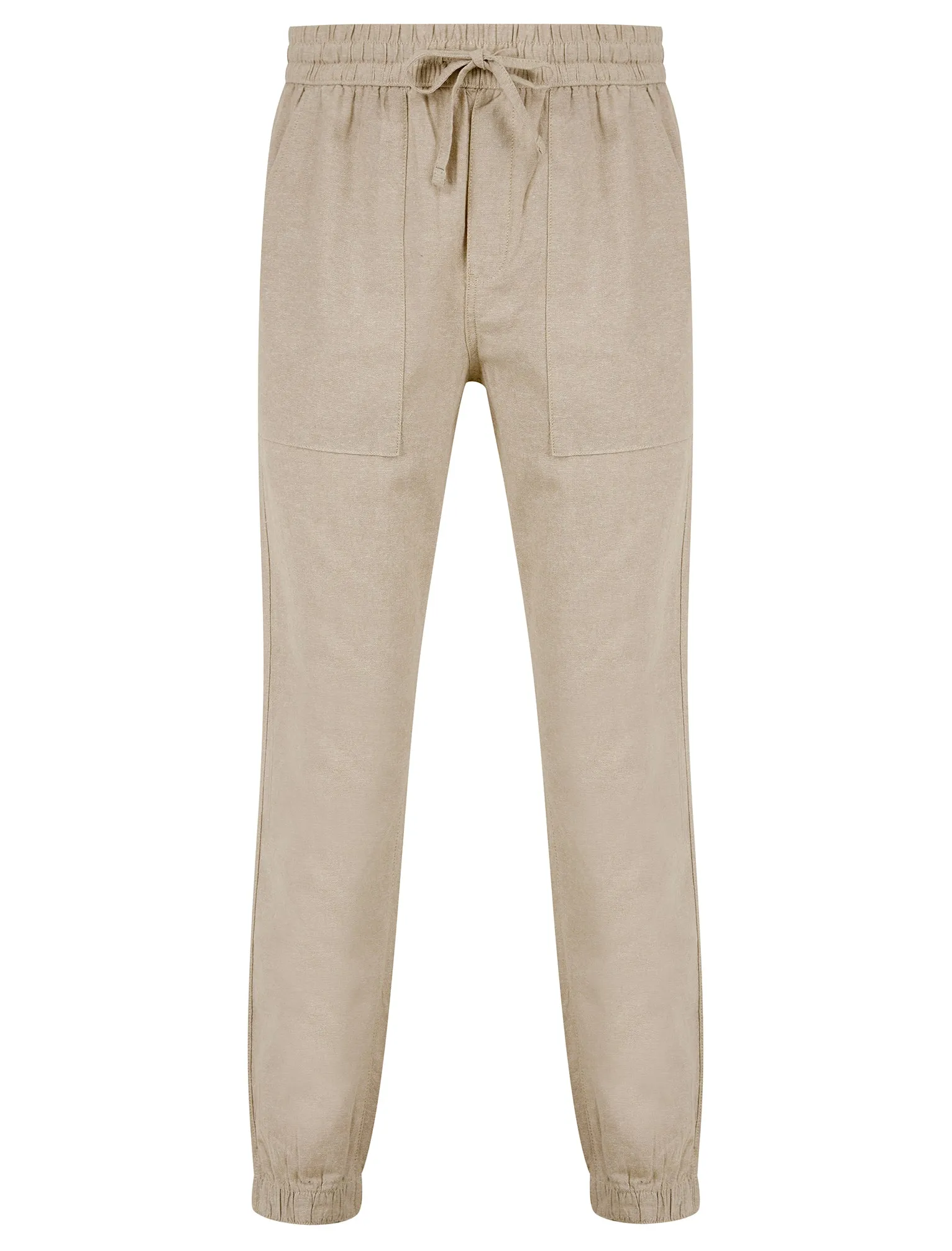 Fira Cotton Linen Comfort Fit Elasticated Waist Trousers in Nomad Sand - Tokyo Laundry