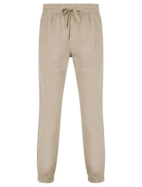 Fira Cotton Linen Comfort Fit Elasticated Waist Trousers in Nomad Sand - Tokyo Laundry