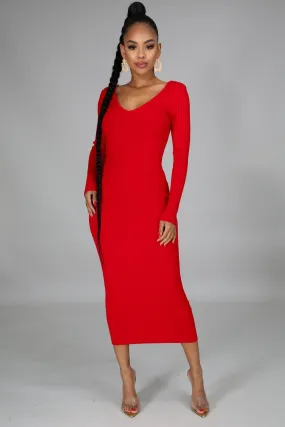 FLIRTY MIDI DRESS | RED