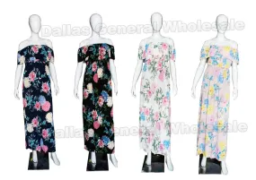 Floral Straight Shoulder Maxi Sun Dresses Wholesale