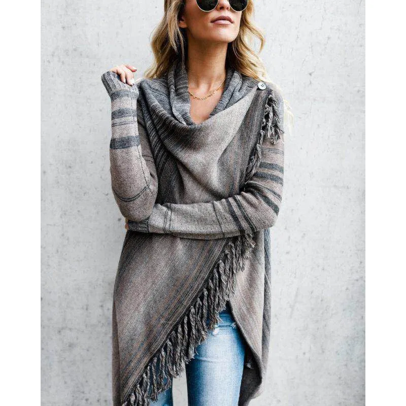 Fringed Slash Sweater Outwear