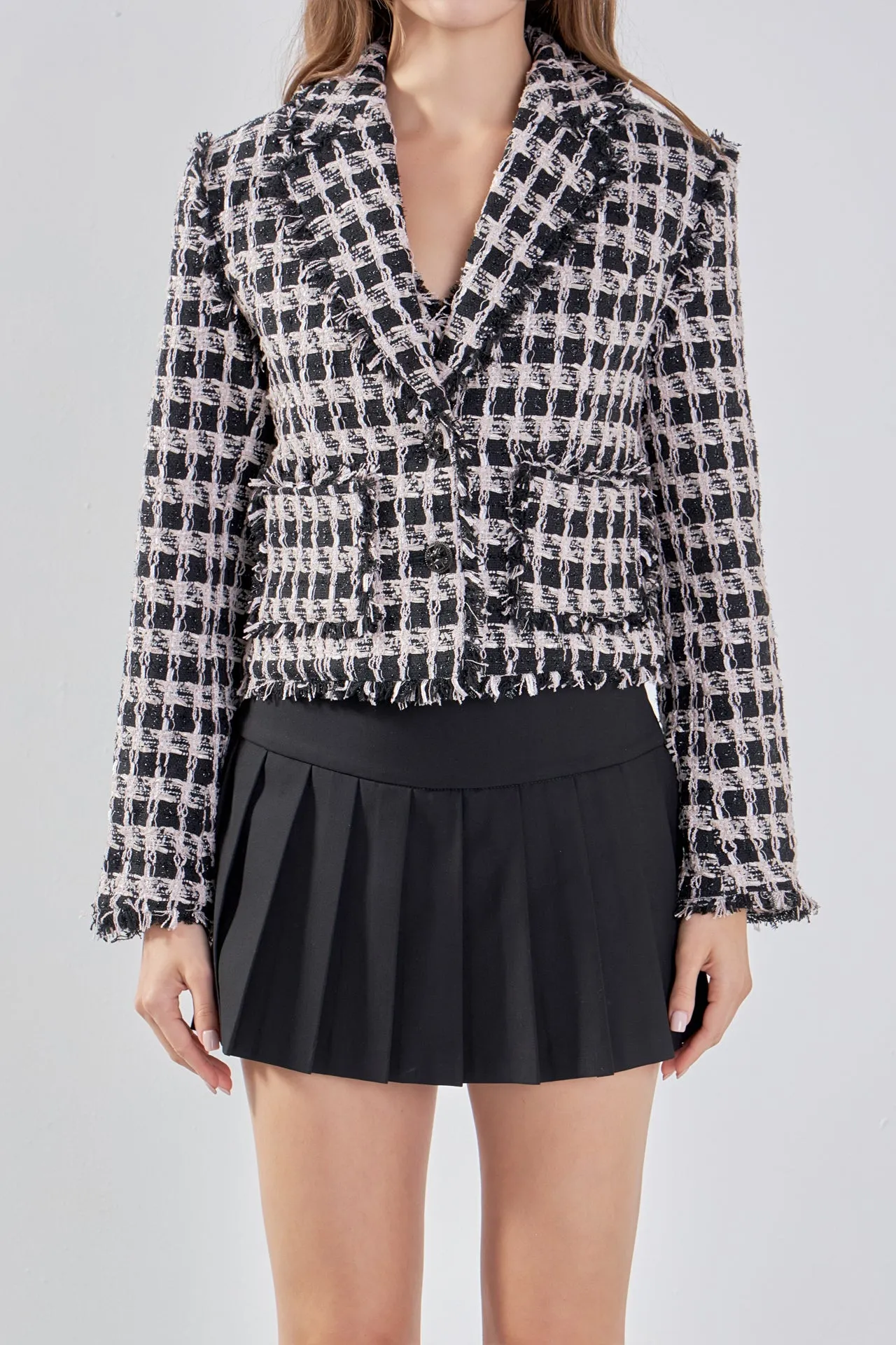 Fringed Tweed Blazer