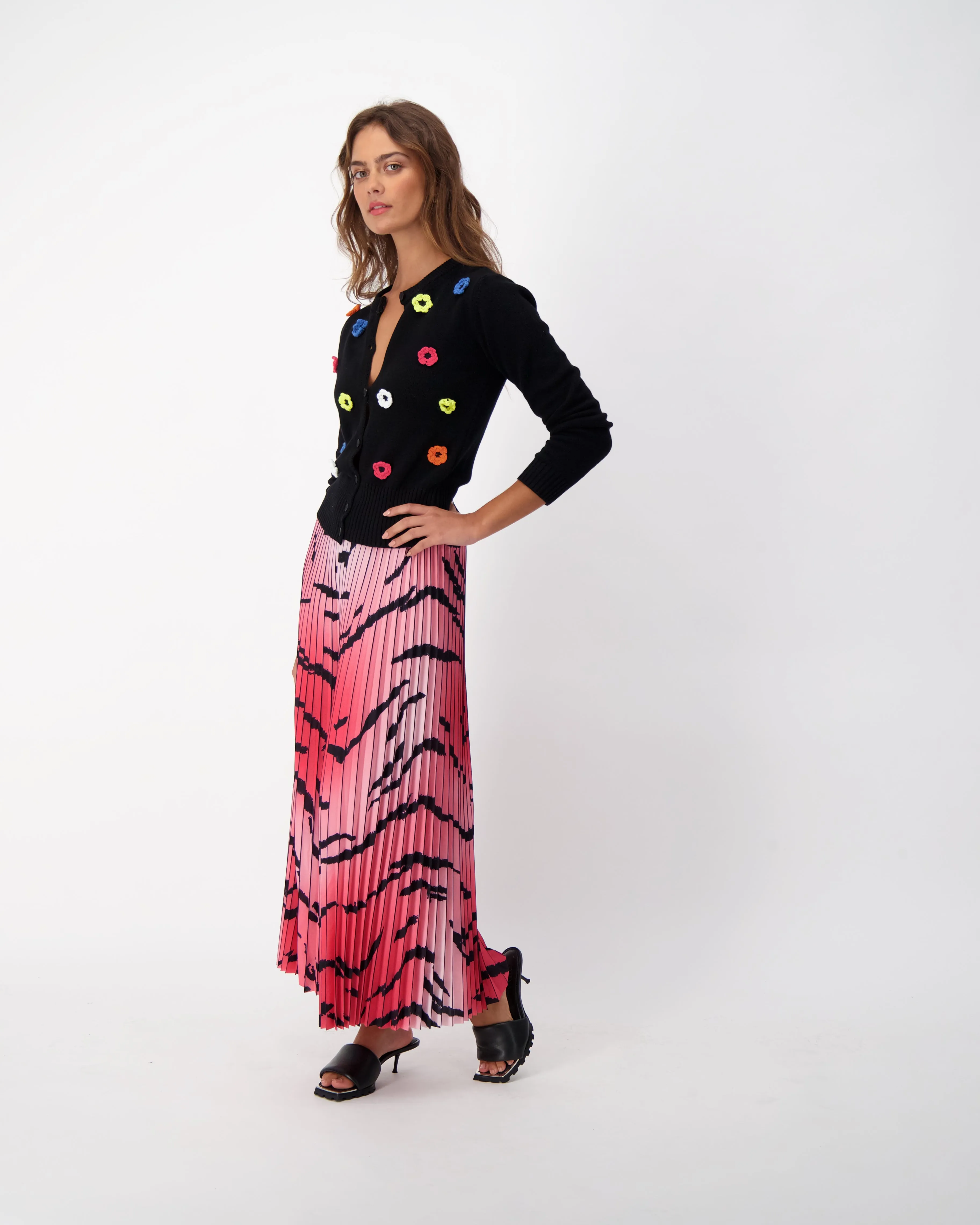 Fuchsia Plisse Pleated Wide Leg Palazzo Pant