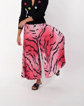 Fuchsia Plisse Pleated Wide Leg Palazzo Pant