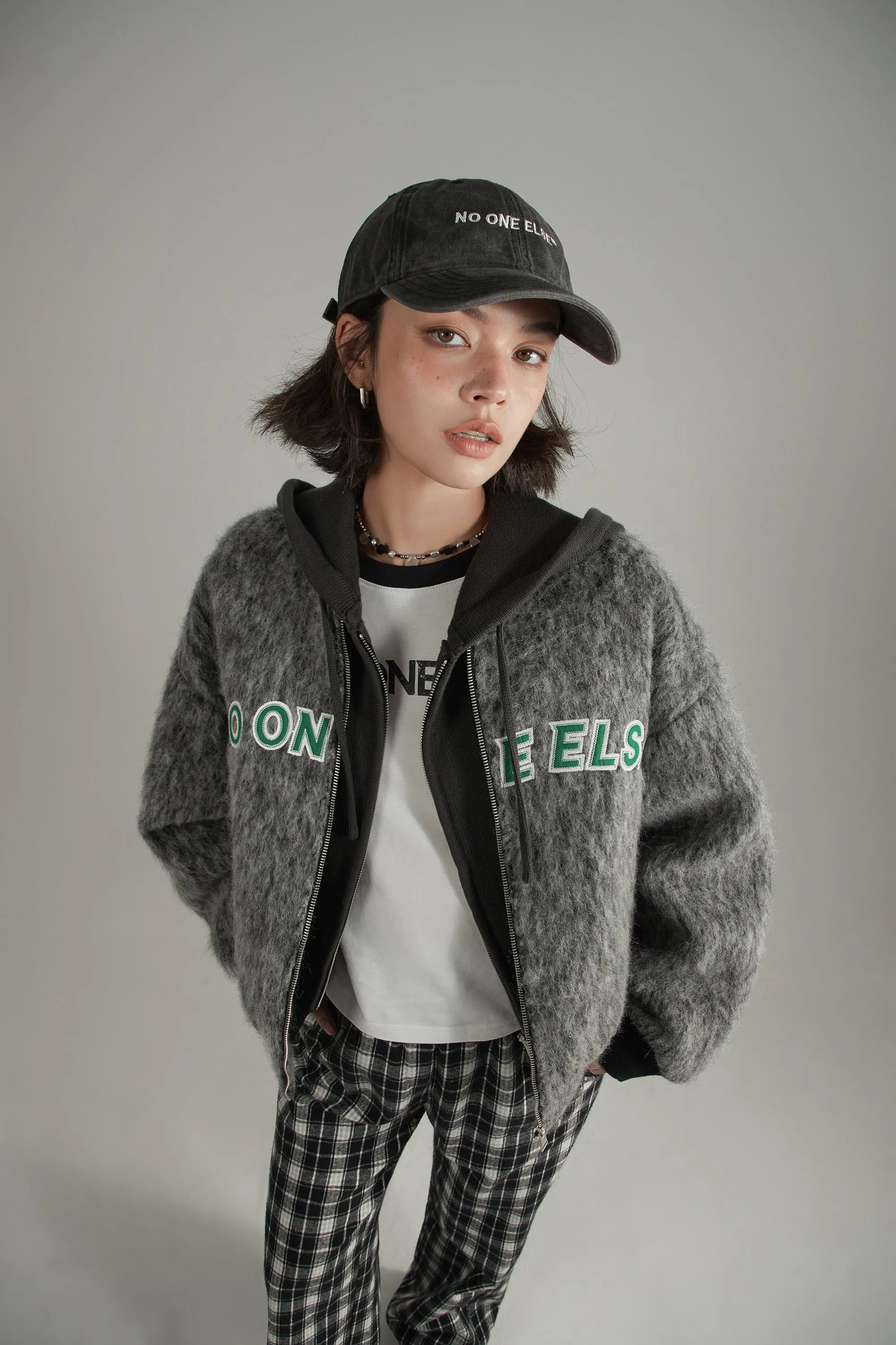 Fuzzy Logo Two Toned Jacket