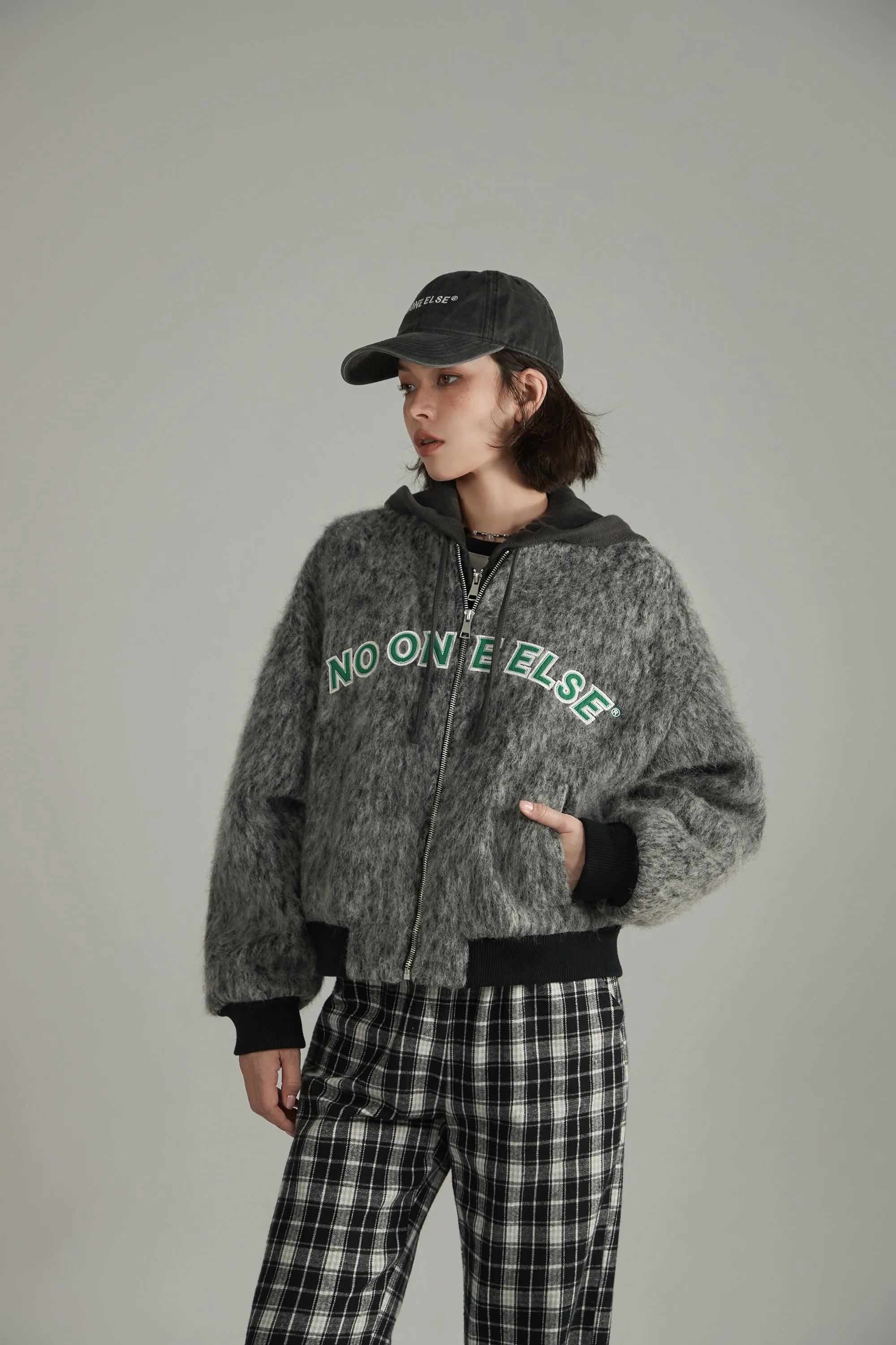 Fuzzy Logo Two Toned Jacket