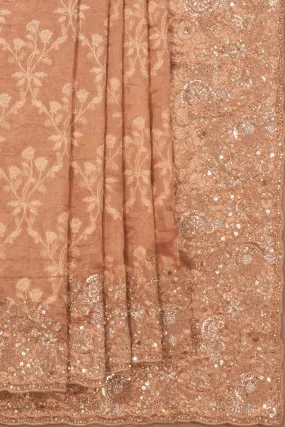 Gold Shimmering Silk Embroidery Saree