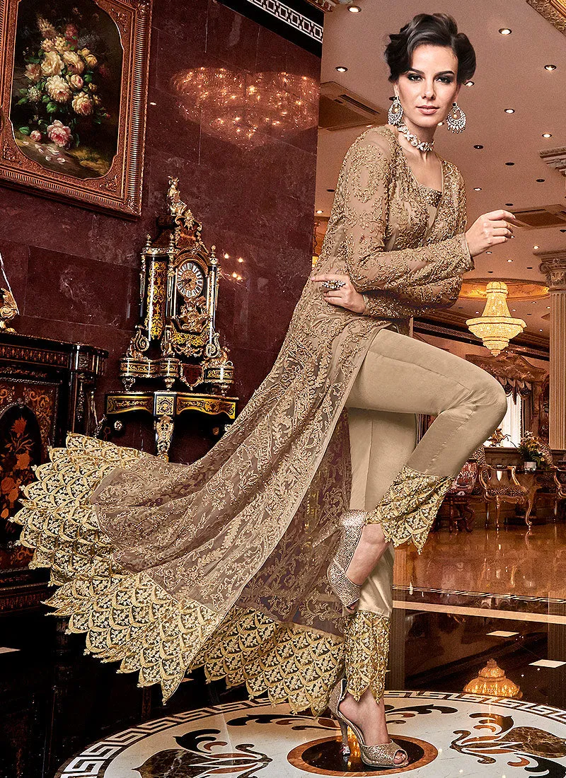 Golden All Multi Embroidered Designer Lehenga/Pants Suit