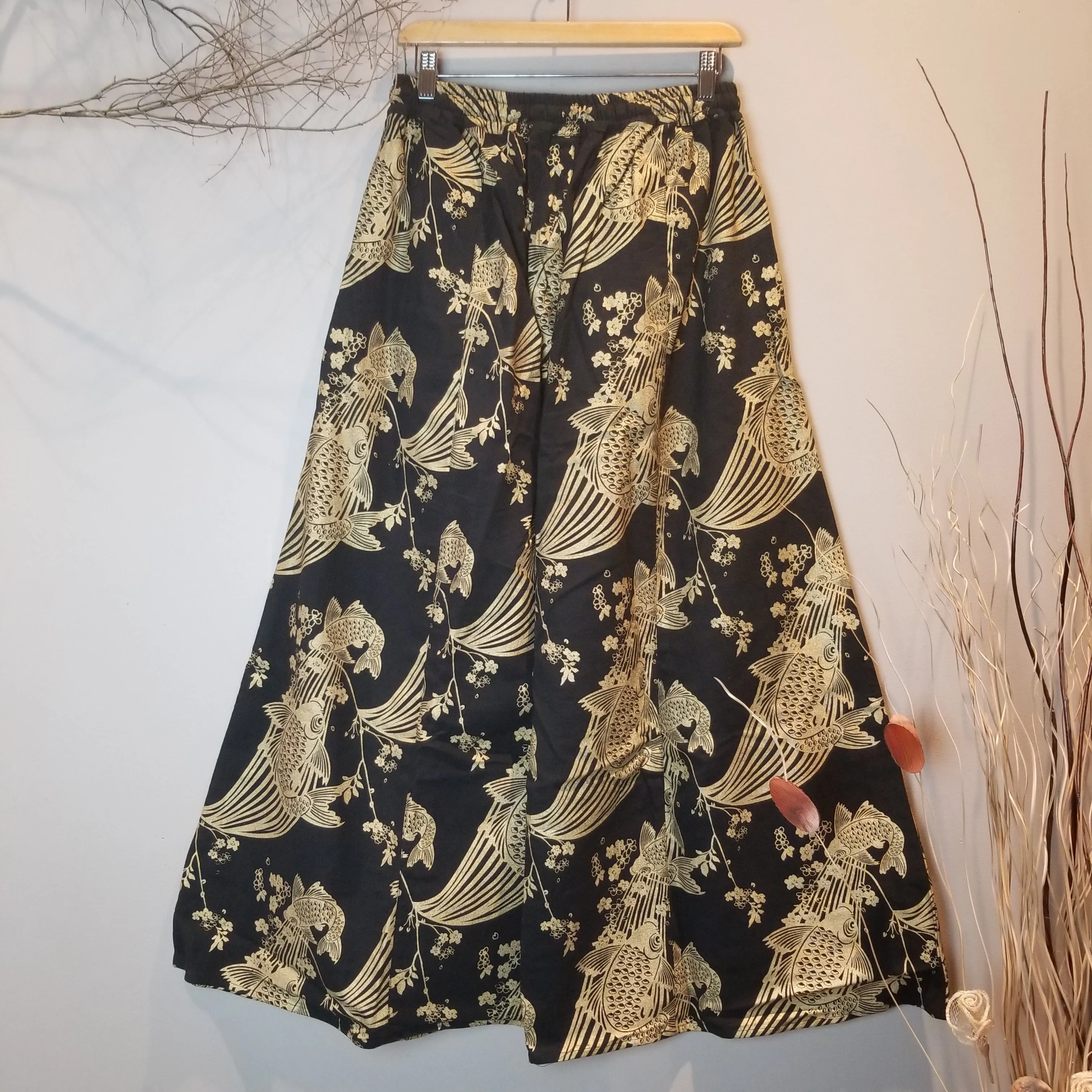 Golden Sakura Koi Palazzo Pants