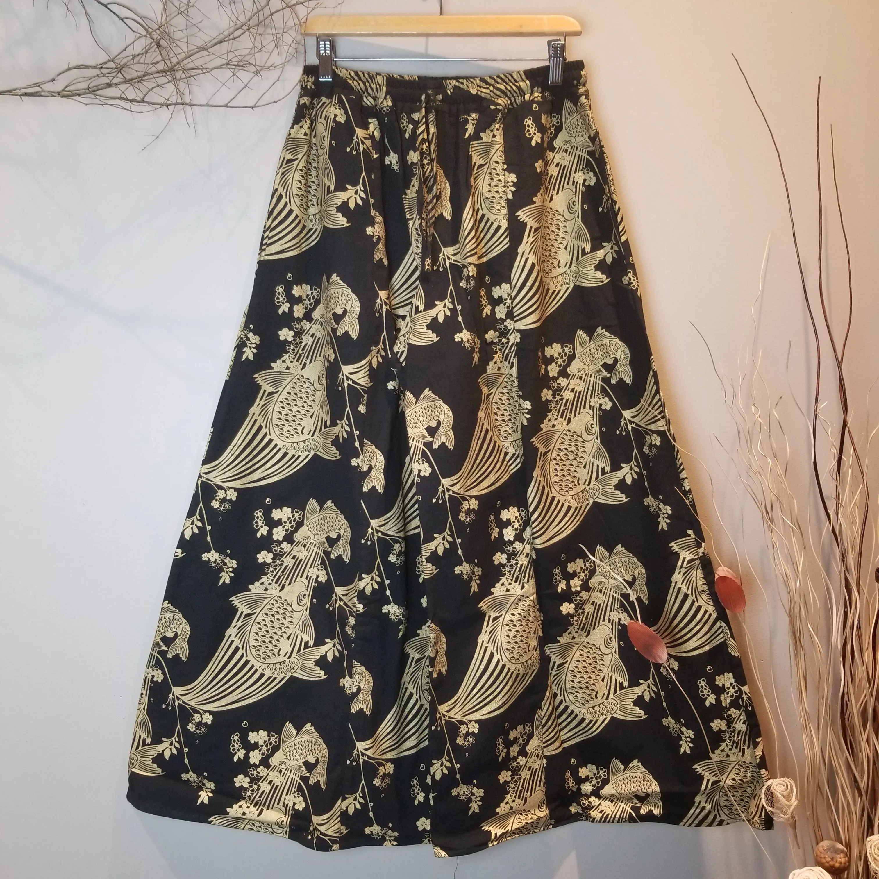 Golden Sakura Koi Palazzo Pants