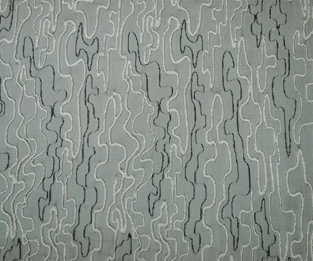 Gray-White-Black Polyester Abstract Embroidered Jacquard Woven Fabric