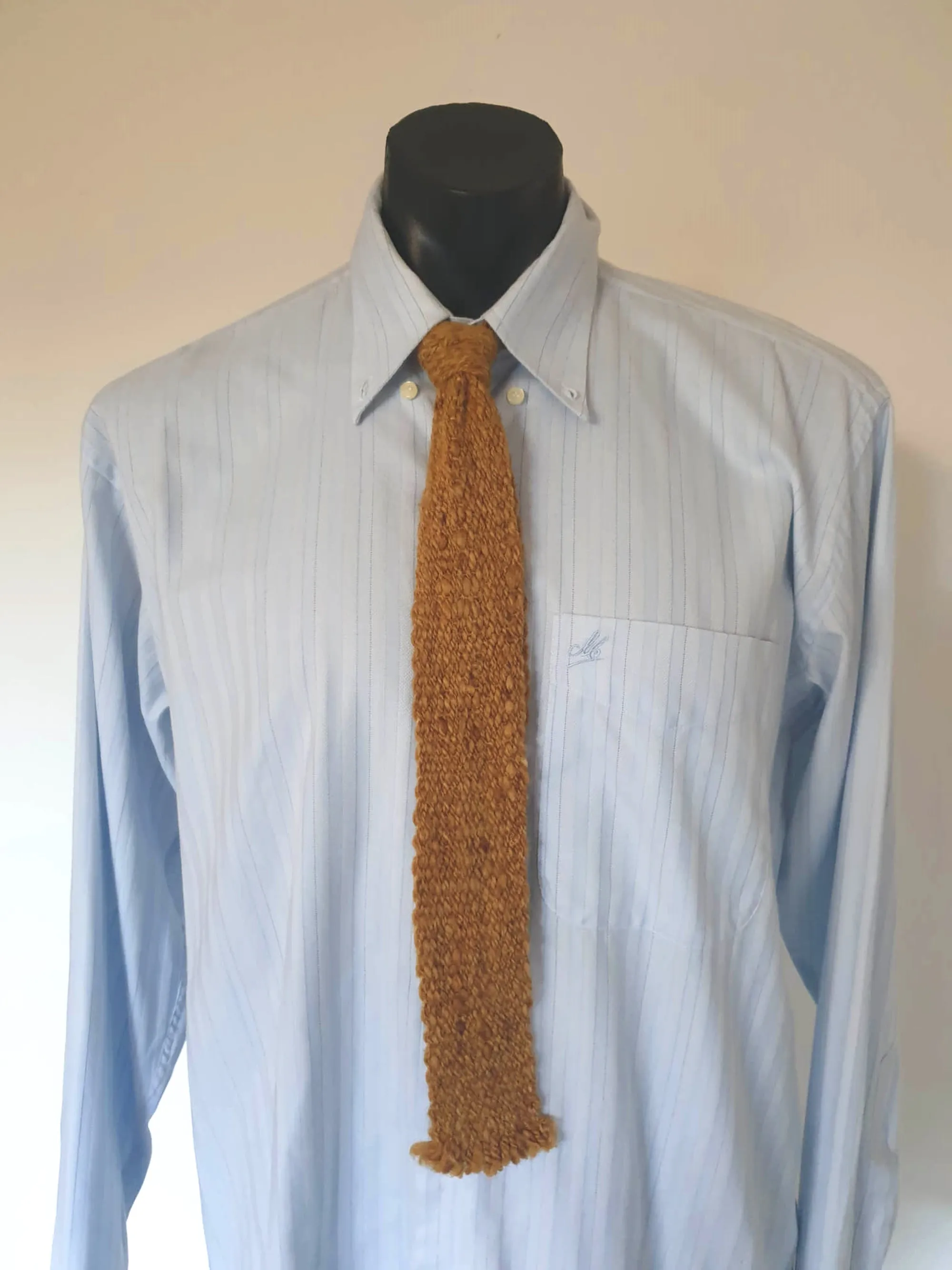 Handwoven Mustard Brown Tie by Judith Barnes