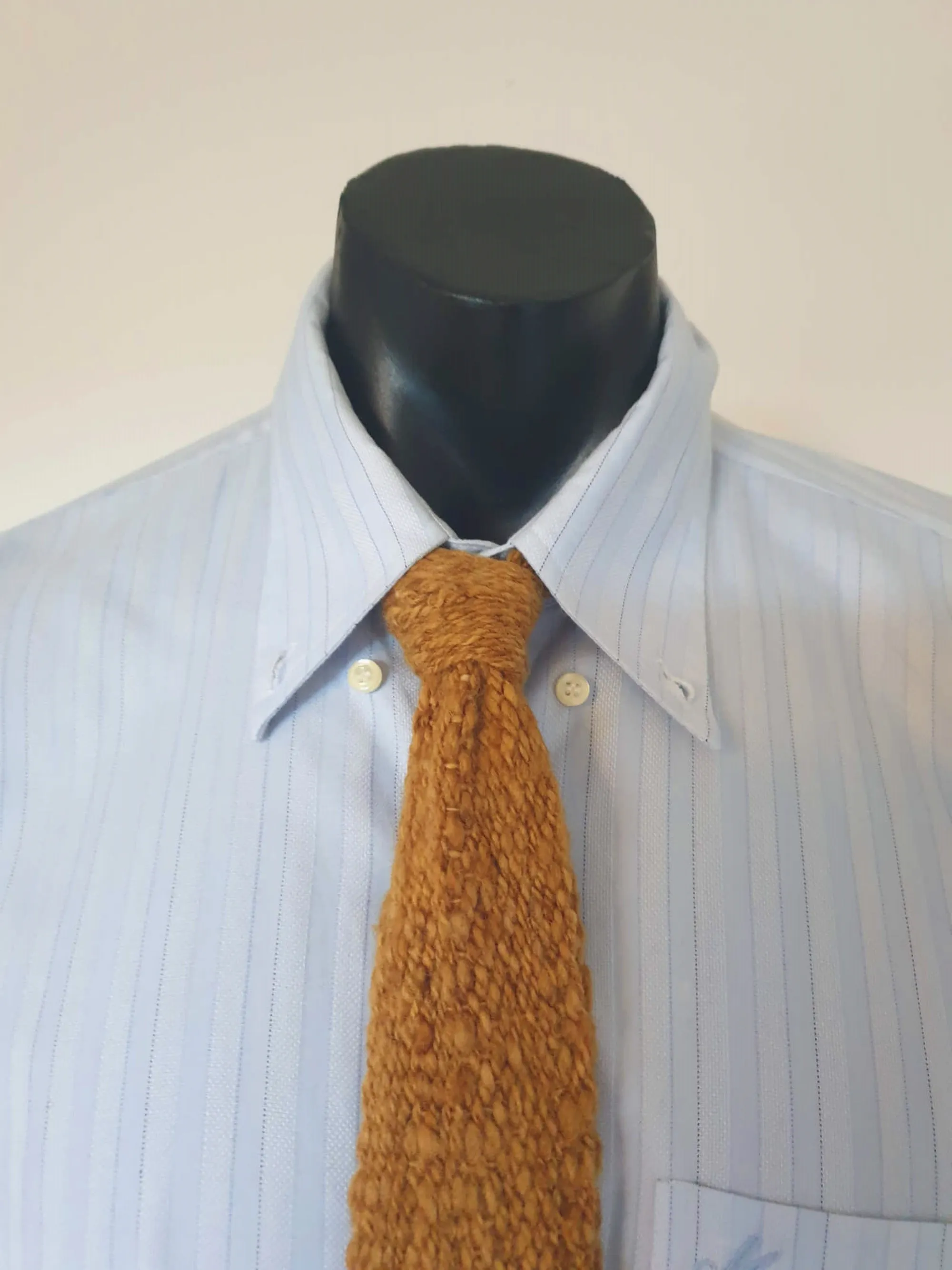 Handwoven Mustard Brown Tie by Judith Barnes