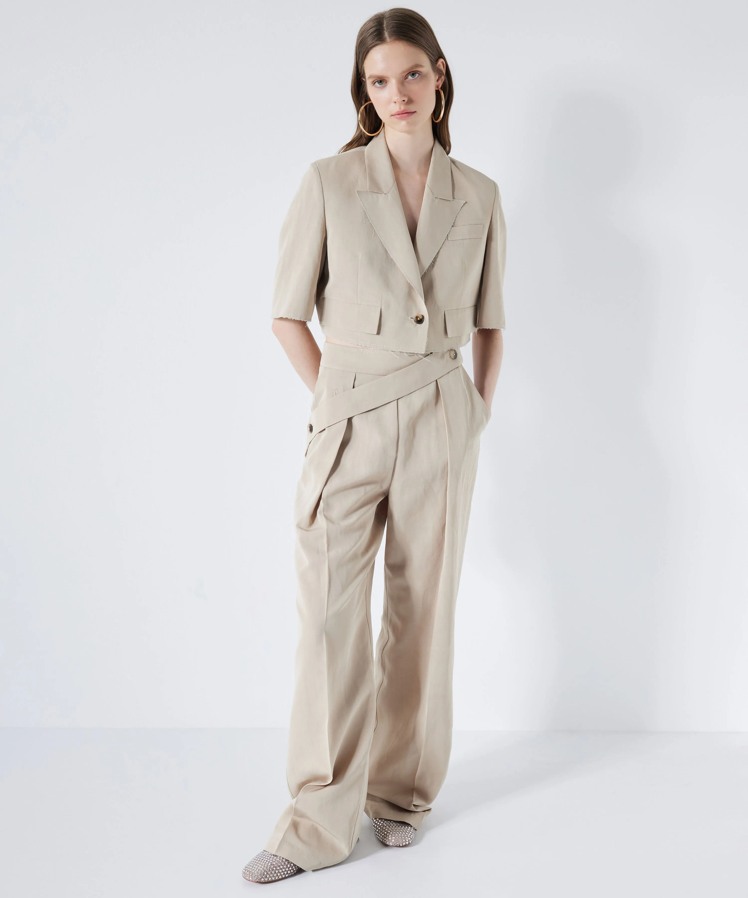 Ipekyol Asymmetric Waist Detailed Trousers Stone