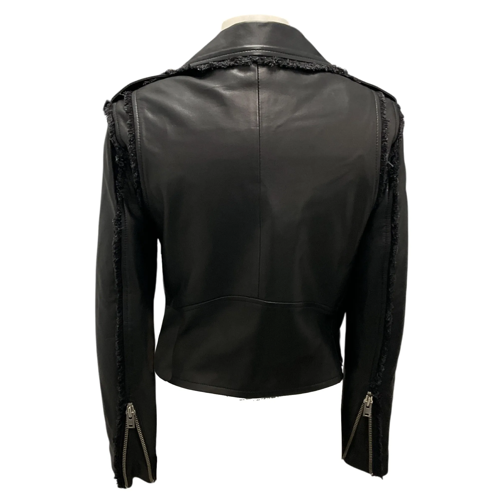 IRO Black 2018 Lenn Fringed Lambskin Leather Jacket