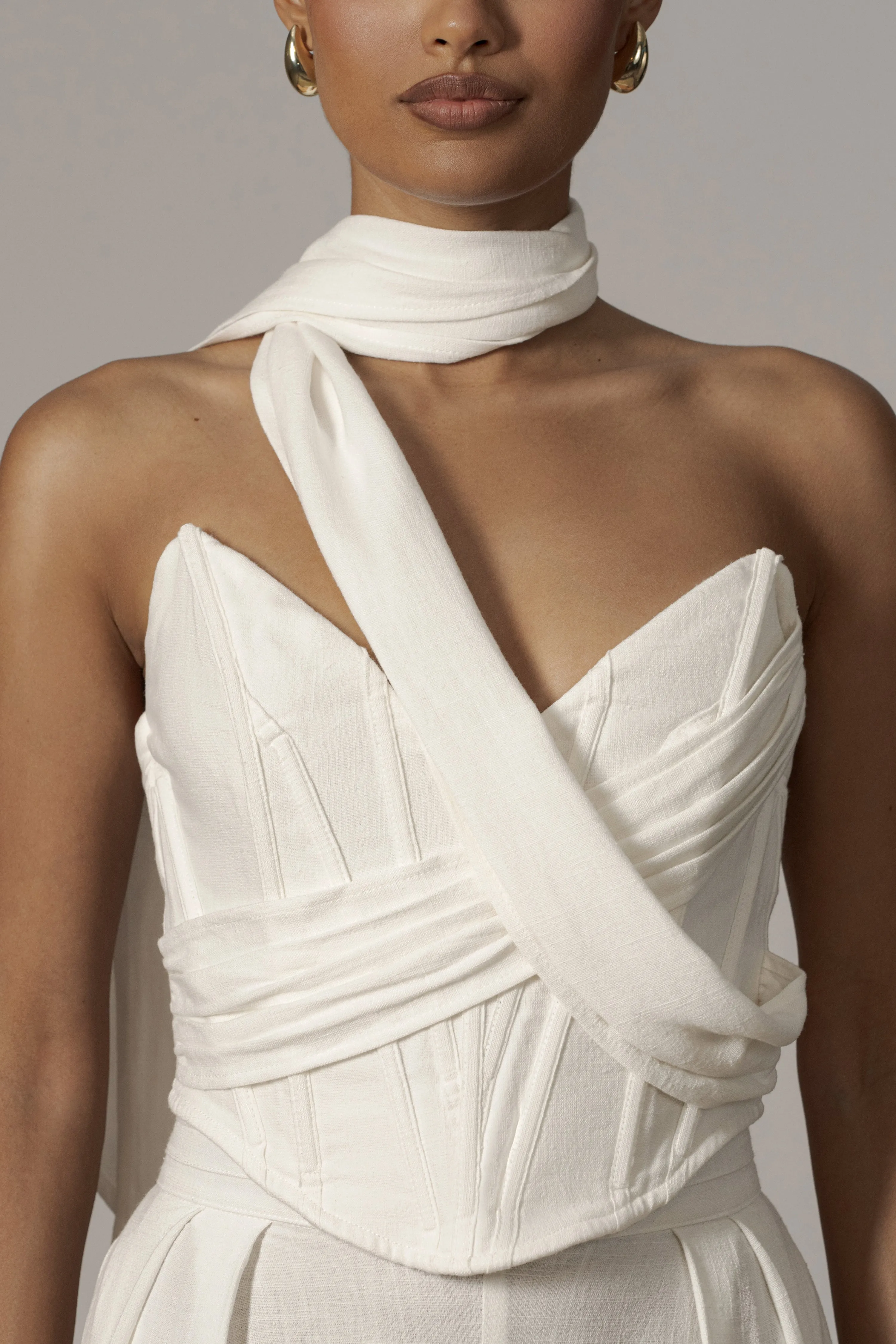 Ivory Coastal Bliss Linen Bustier