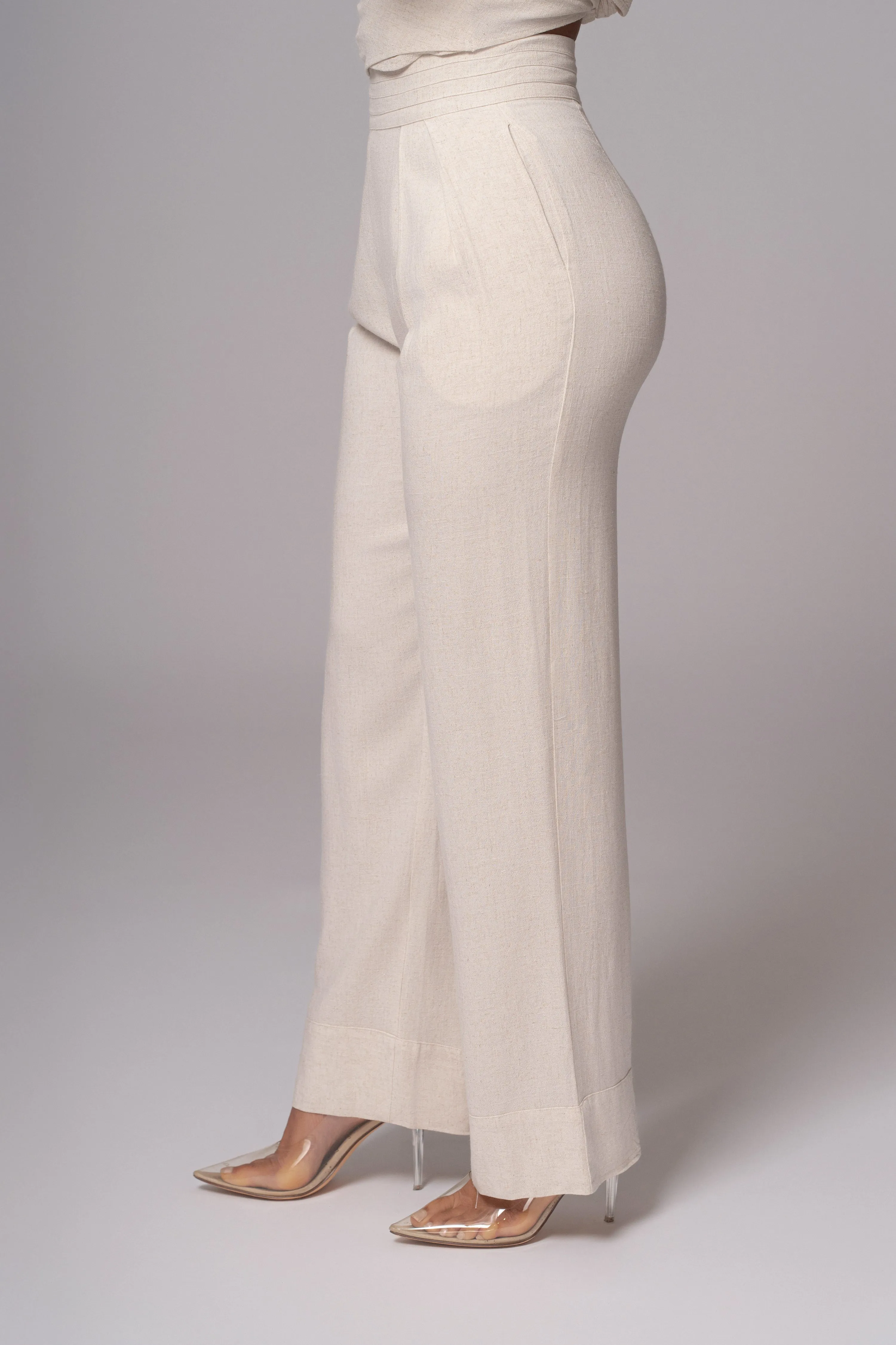 Ivory Villa Views Linen Trousers