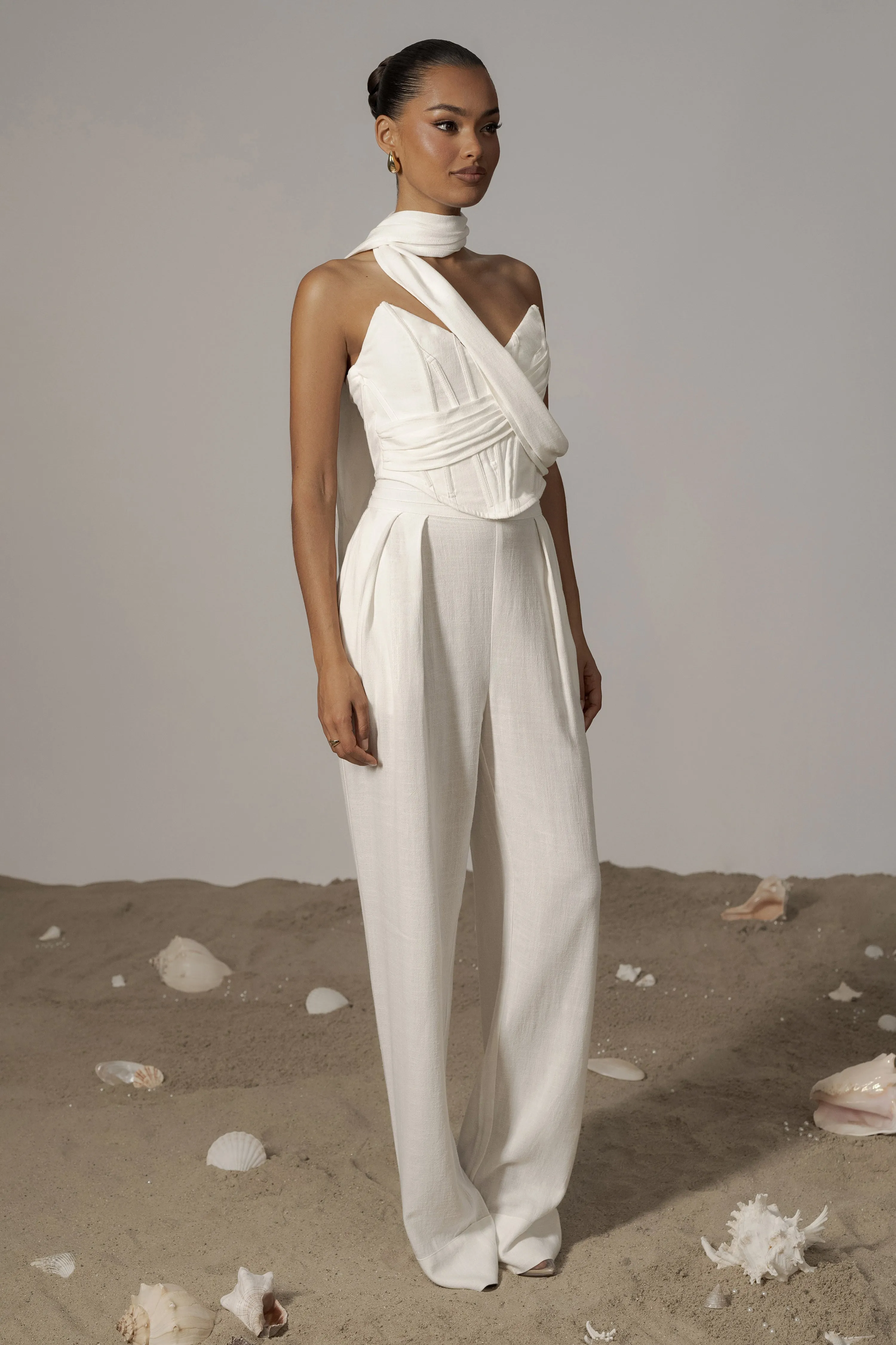 Ivory Villa Views Linen Trousers