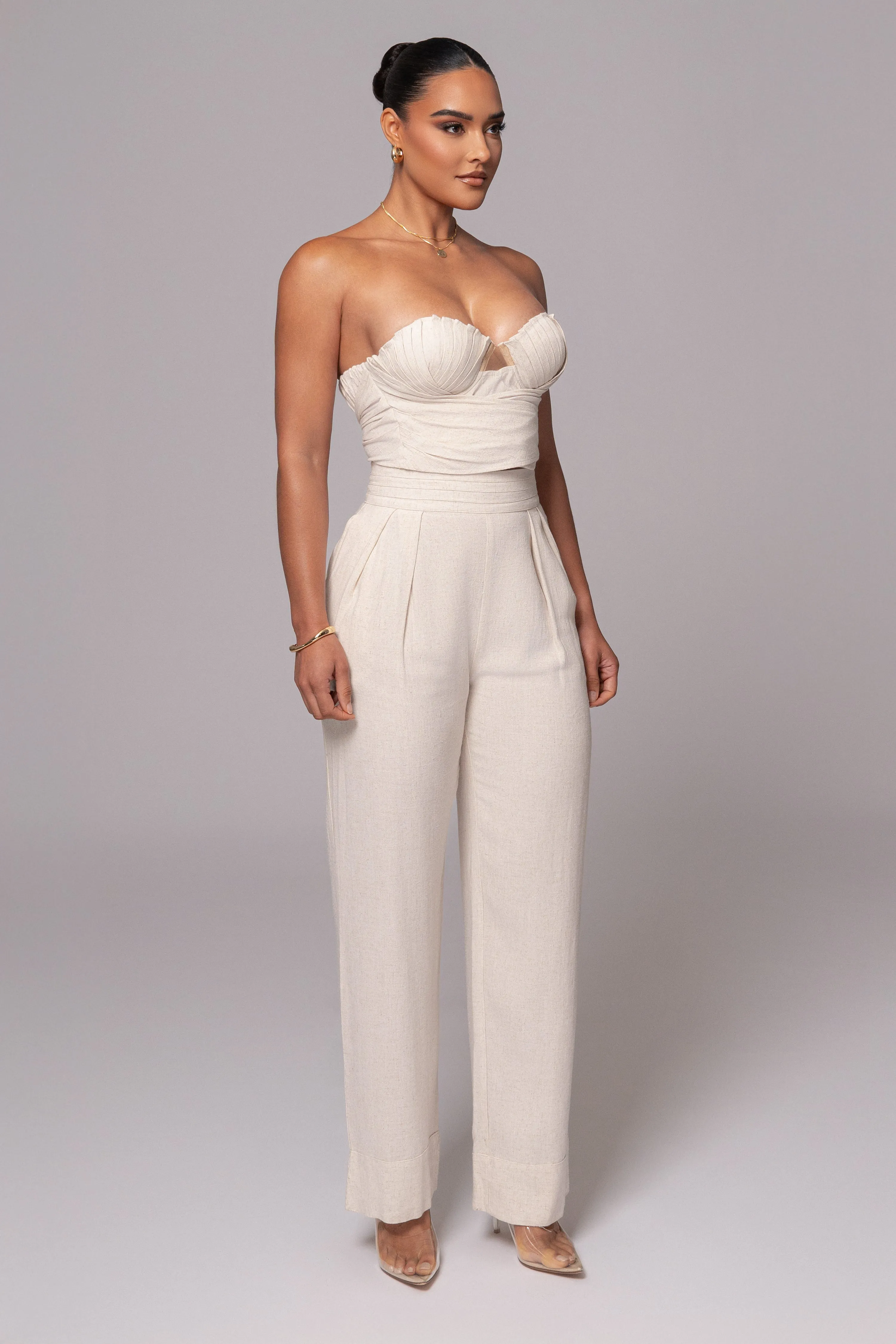 Ivory Villa Views Linen Trousers