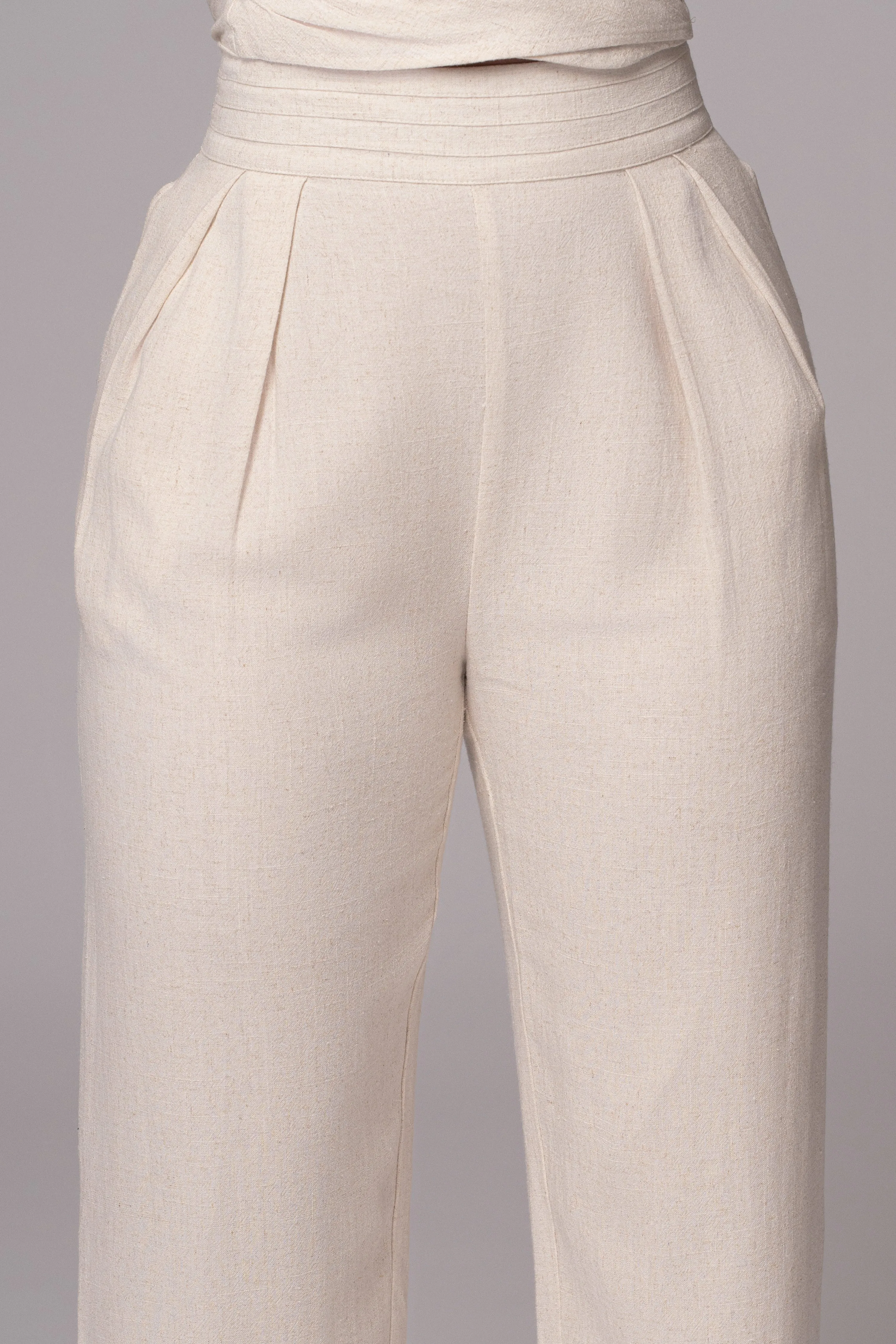 Ivory Villa Views Linen Trousers