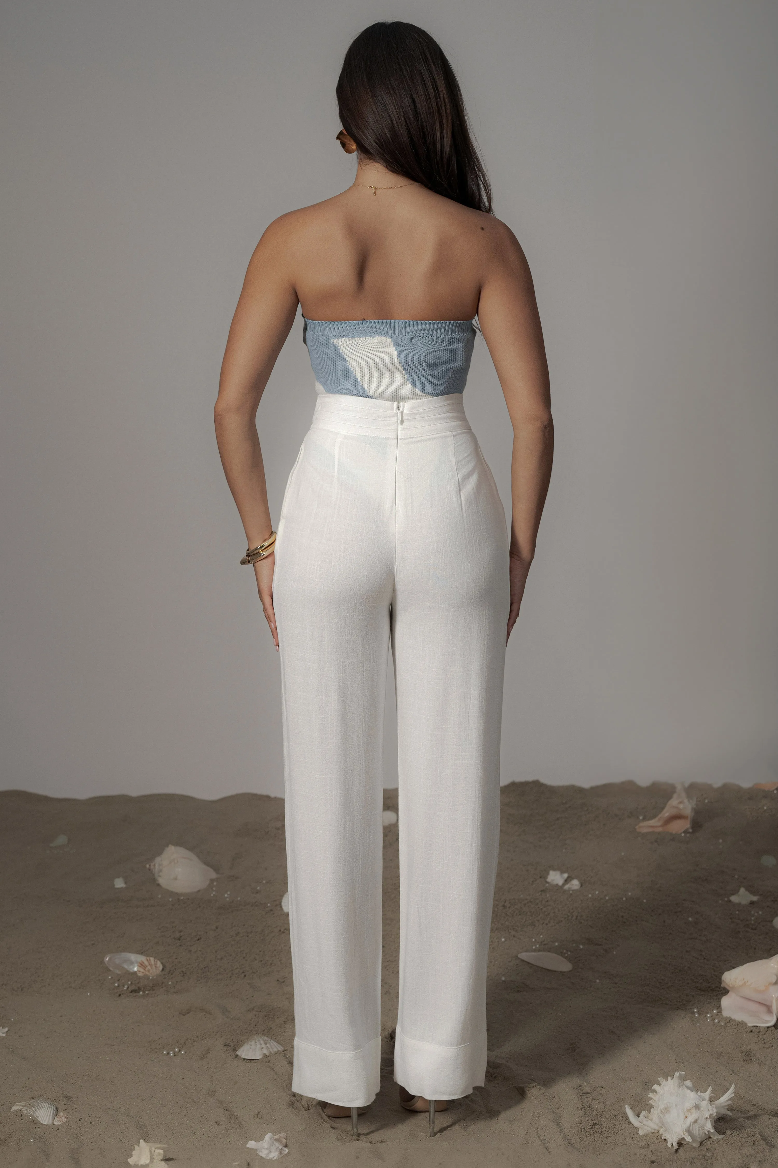 Ivory Villa Views Linen Trousers