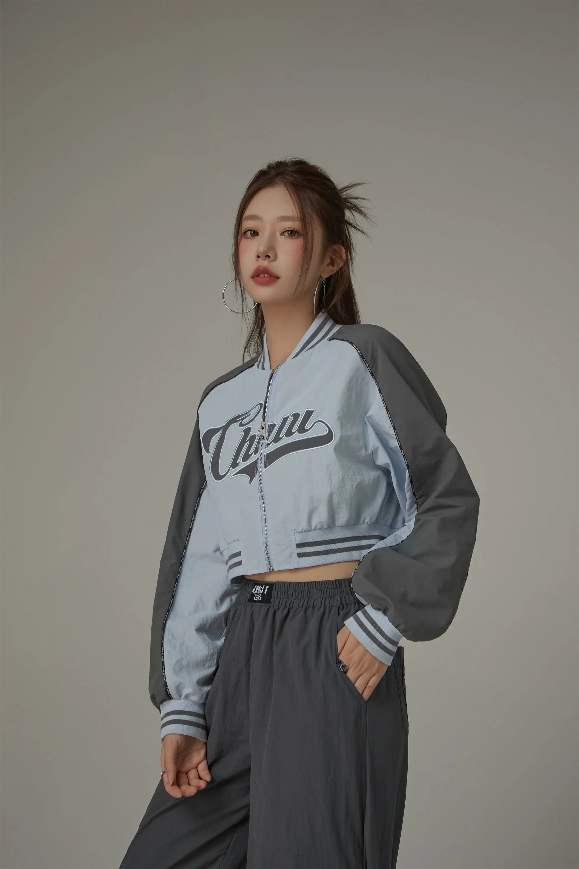 Logo Colored Zip-Up Varsity Jacket