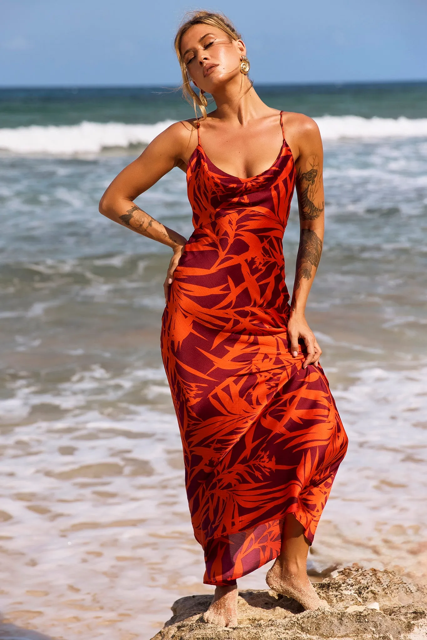 May In A Mood Maxi Dress - Red Multi