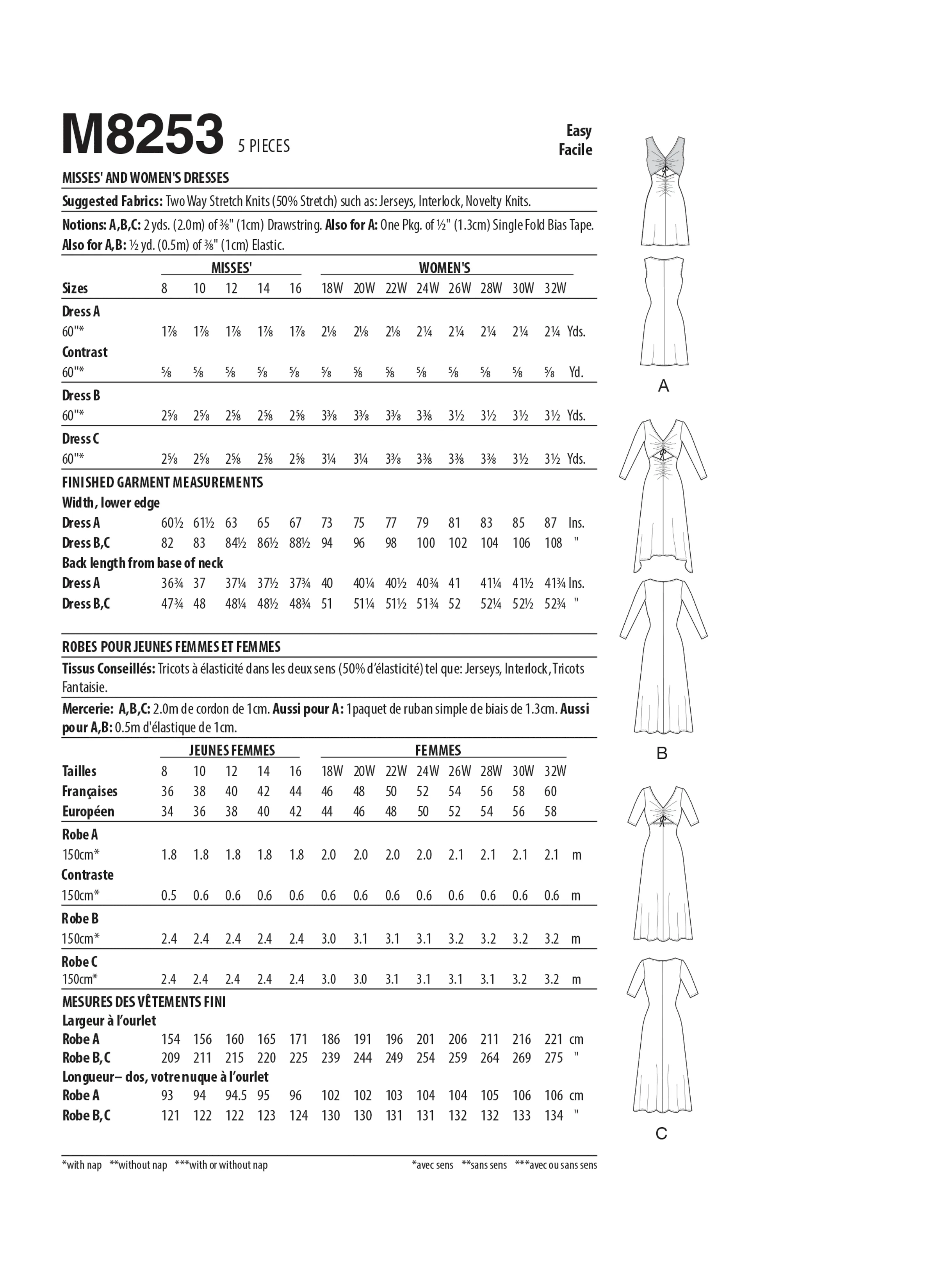 McCall's Sewing Pattern 8253 Misses' and Women's Dresses