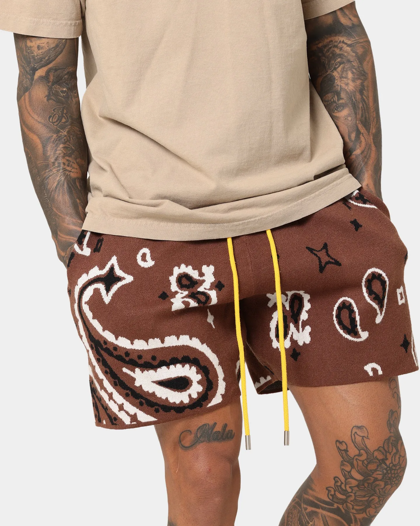 MNML Paisley Knit Shorts Brown